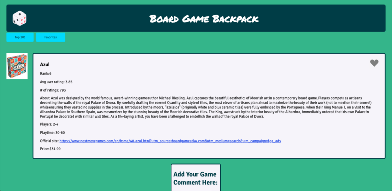 Screenshot thumbnail #2 for project Boardgame Bonanza