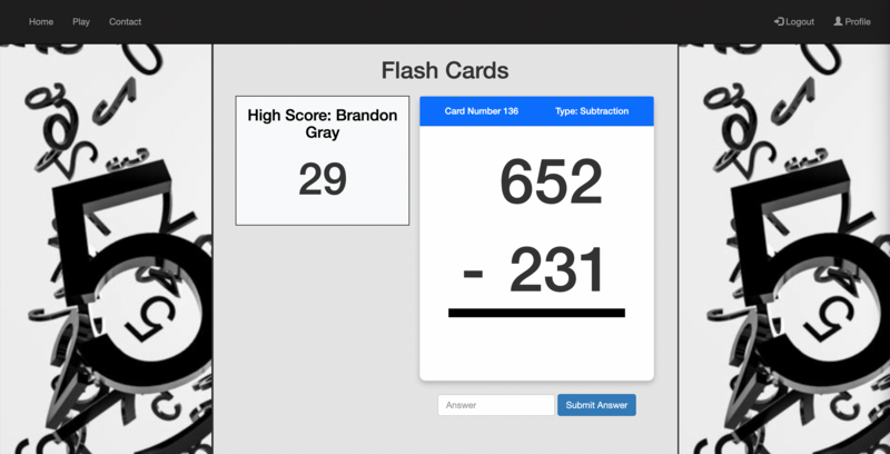 Screenshot detail for project Flash Cards