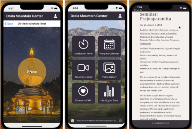 Screenshot detail for project Drala Mountain Center App