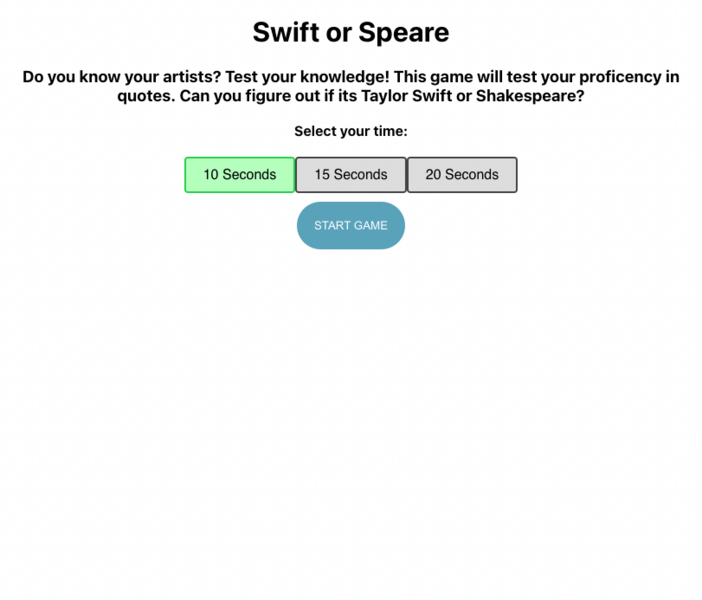 Screenshot thumbnail #1 for project Swift Or Speare