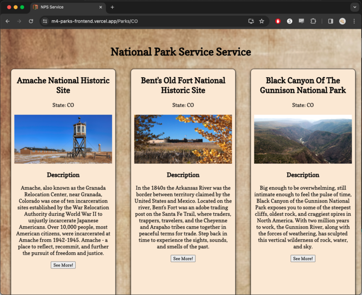 Screenshot thumbnail #2 for project National Parks Service Service