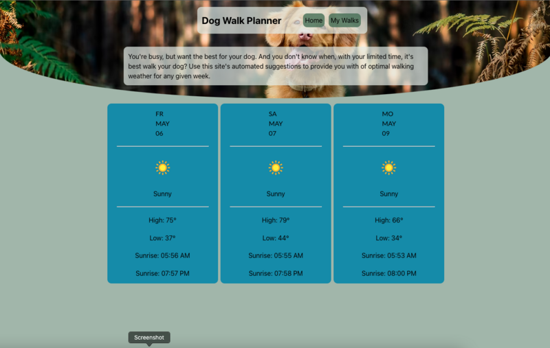 Screenshot thumbnail #4 for project Dog Walker Weather Recommender