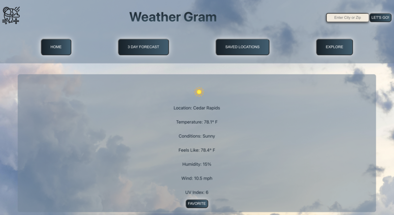 Screenshot detail for project Weather Gram