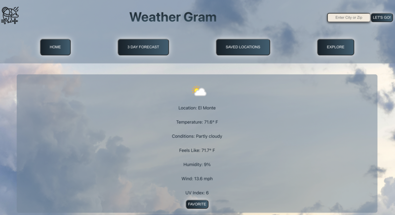 Screenshot thumbnail #1 for project Weather Gram