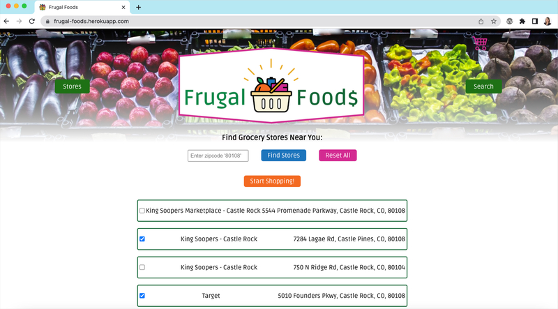 Screenshot thumbnail #1 for project Frugal Foods