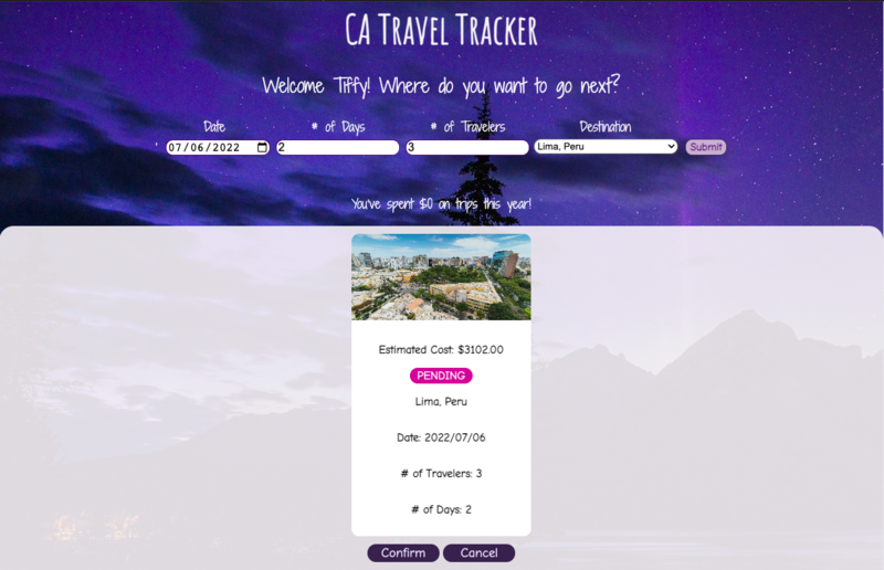 Screenshot thumbnail #3 for project CA Travel Tracker