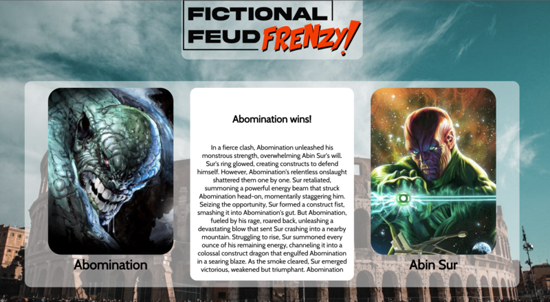 Screenshot thumbnail #4 for project Fictional Fued Frenzy