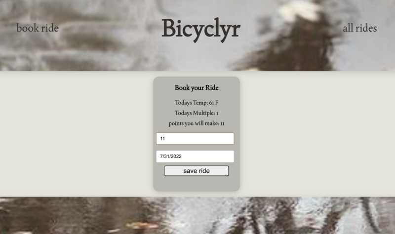Screenshot detail for project Bicyclyr
