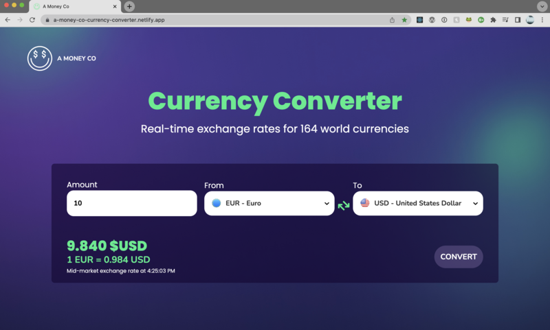 Screenshot thumbnail #2 for project A Money Co - Currency Converter