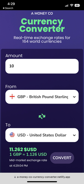Screenshot thumbnail #3 for project A Money Co - Currency Converter