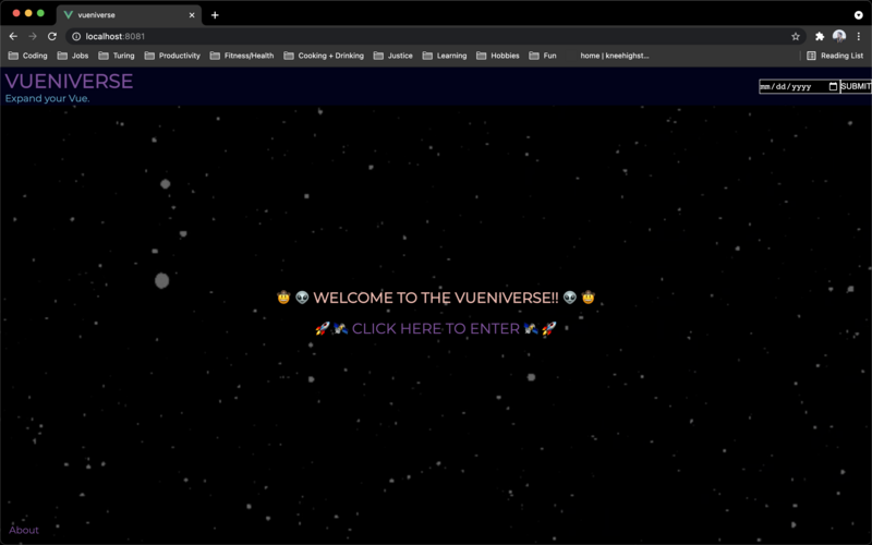 Screenshot detail for project Vueniverse