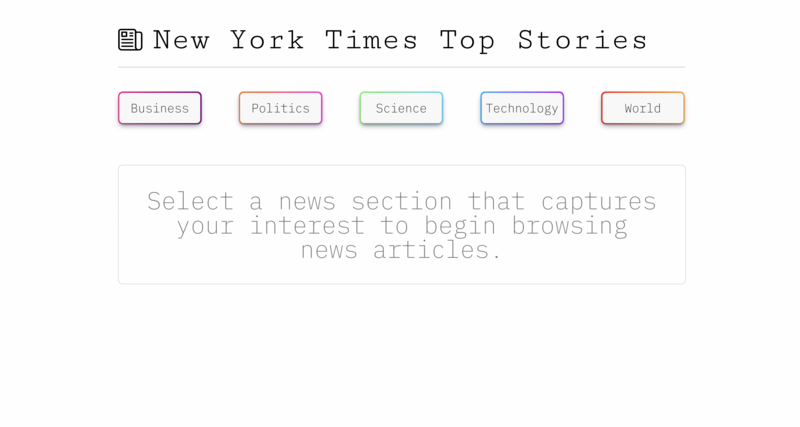 Screenshot thumbnail #1 for project New York Times Top Stories 