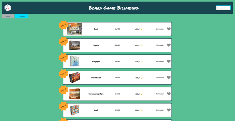 Screenshot detail for project Board Game Bonanza