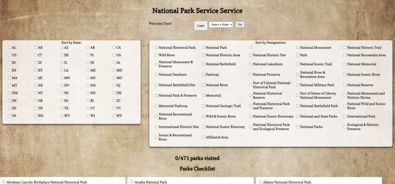 Screenshot detail for project National Parks Service
