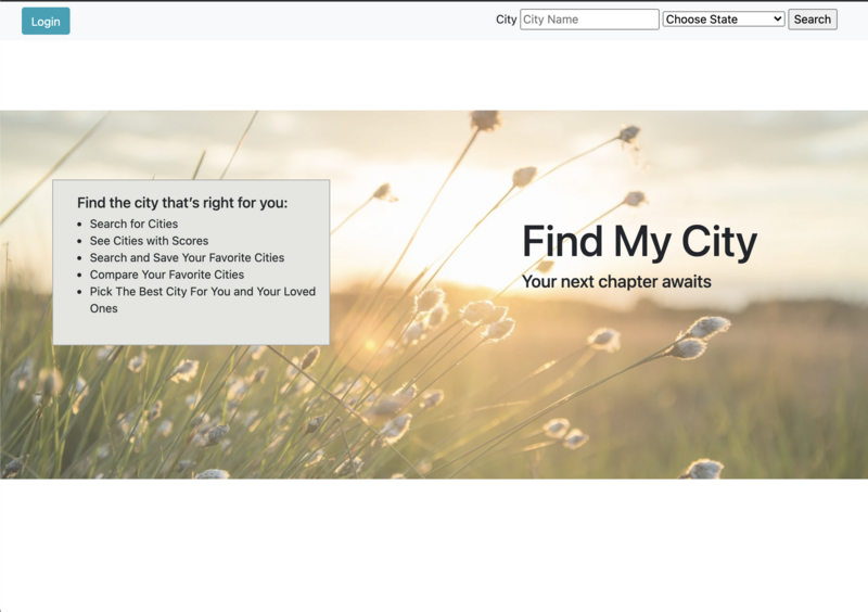 Screenshot thumbnail #1 for project Find My City - Front End