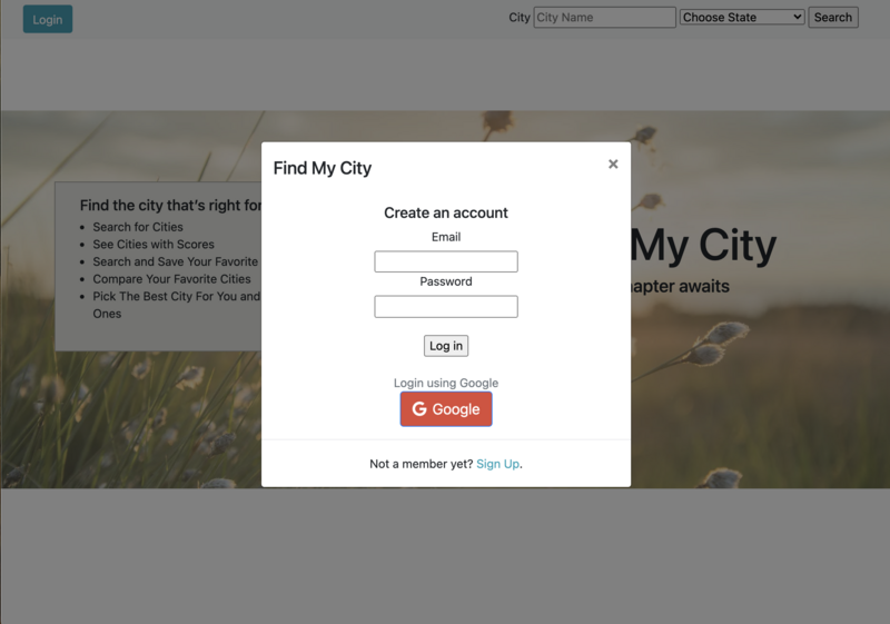 Screenshot thumbnail #2 for project Find My City - Front End
