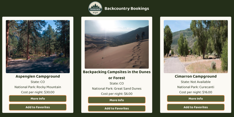 Screenshot thumbnail #2 for project Backcountry Bookings