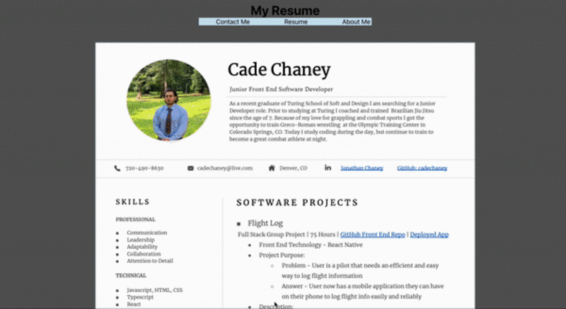 Screenshot detail for project Personal Profile