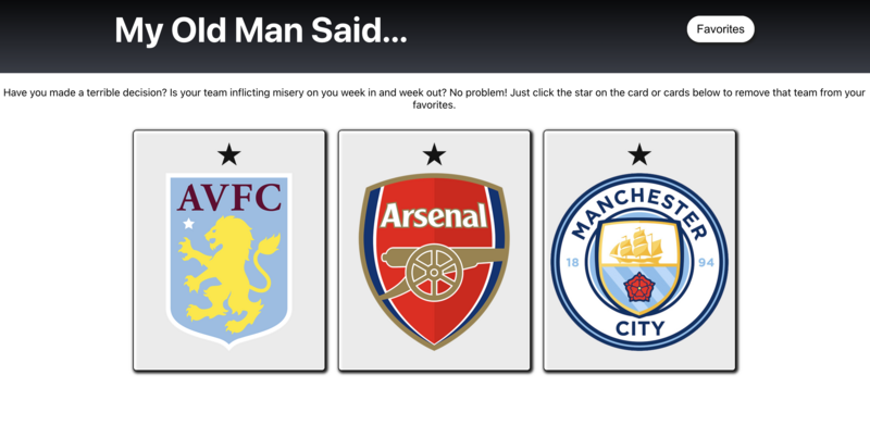 Screenshot thumbnail #3 for project My Old Man Said, (Premier League)