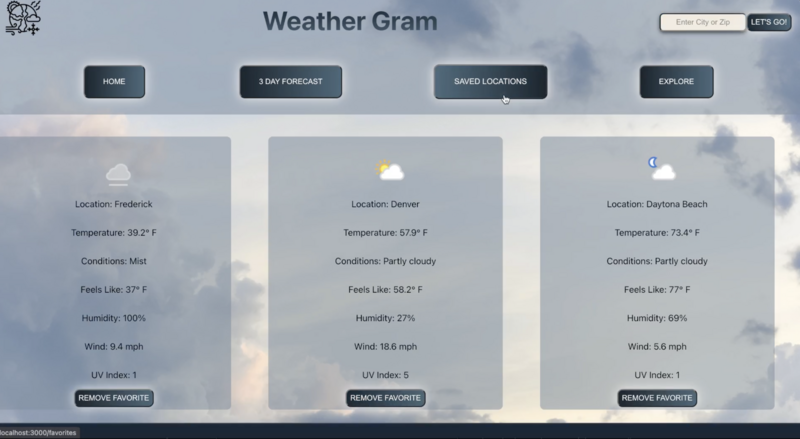 Screenshot thumbnail #1 for project Weather Gram