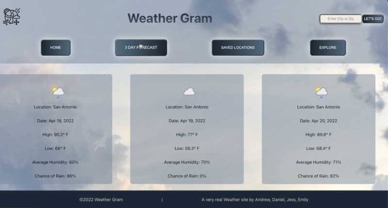 Screenshot thumbnail #2 for project Weather Gram