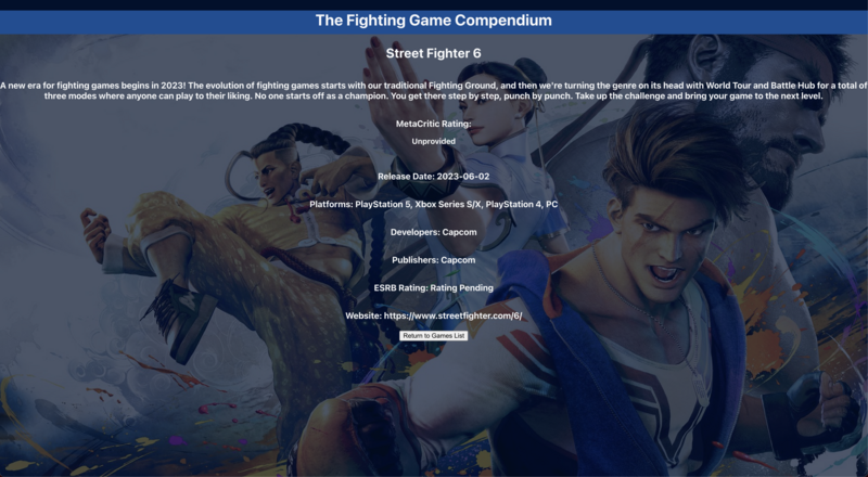 Screenshot thumbnail #2 for project The Fighting Game Compendium
