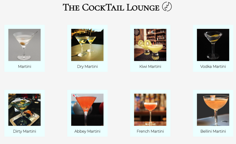 Screenshot detail for project The CockTail Lounge