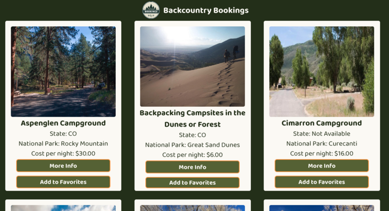 Screenshot thumbnail #2 for project Backcountry Bookings