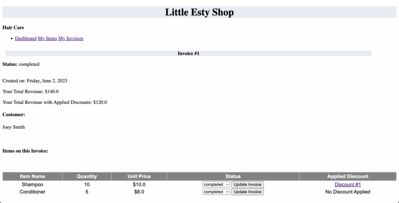 Screenshot thumbnail #4 for project Little Esty Shop - Bulk Discounts