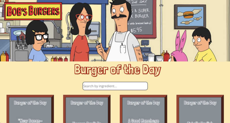 Screenshot detail for project Bob's Burgers Burger of the Day