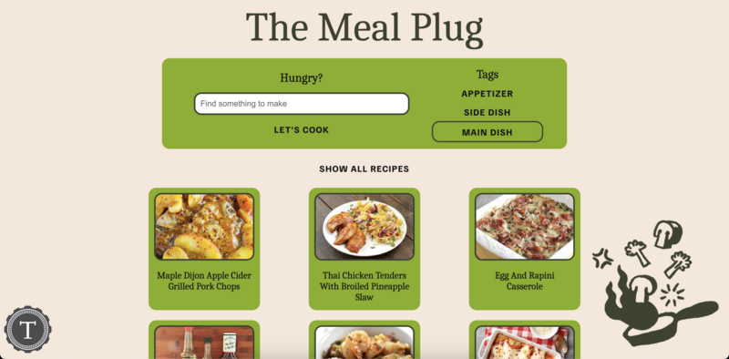 Screenshot detail for project The Meal Plug