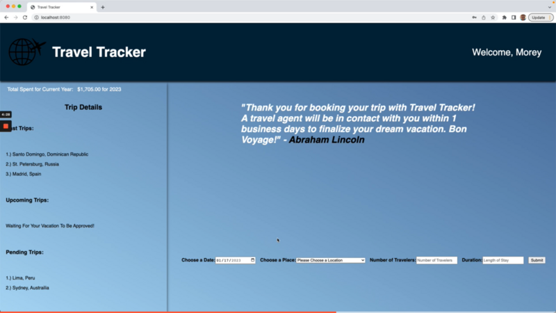 Screenshot thumbnail #1 for project Travel Tracker App