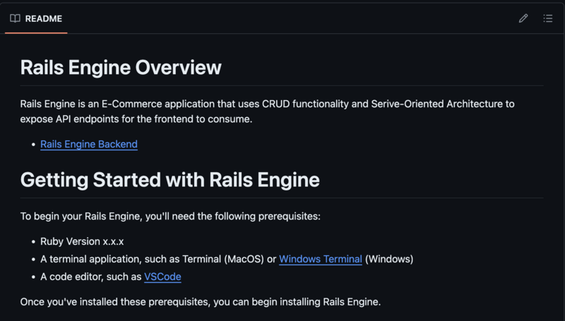 Screenshot detail for project Rails Engine