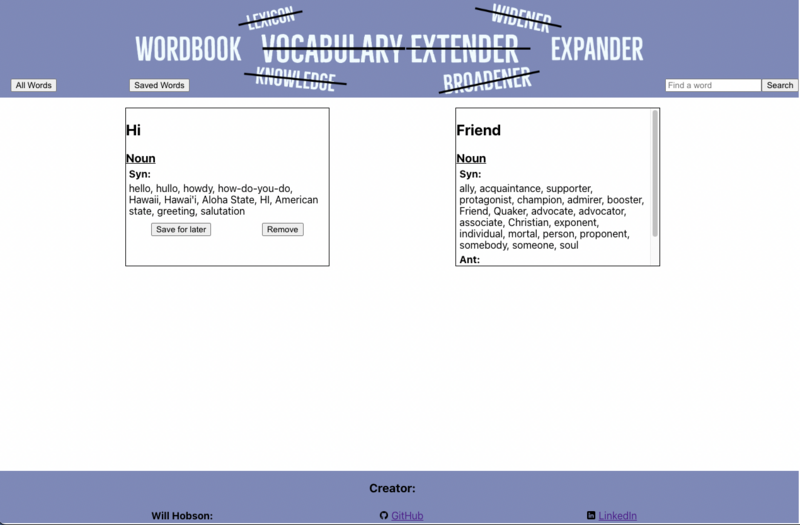 Screenshot detail for project Vocabulary Extender