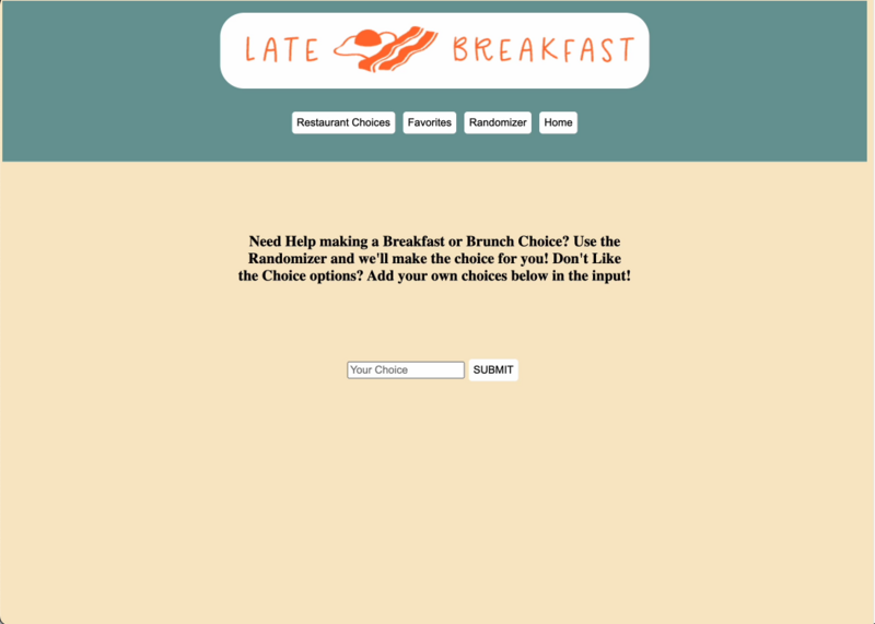 Screenshot detail for project Late Breakfast