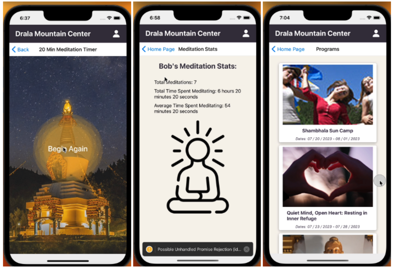 Screenshot detail for project Meditation App for Drala Mountain Center