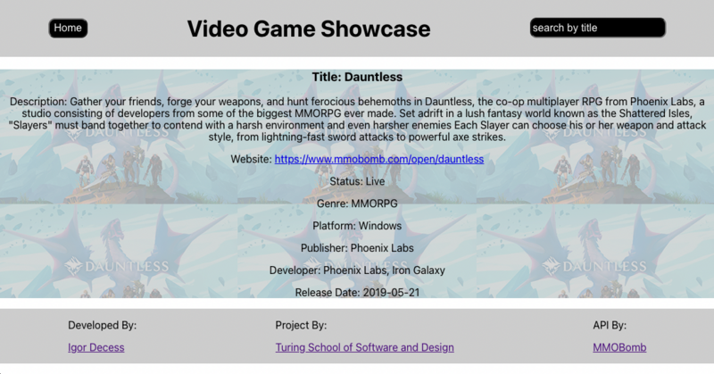 Screenshot thumbnail #3 for project Video Game Showcase
