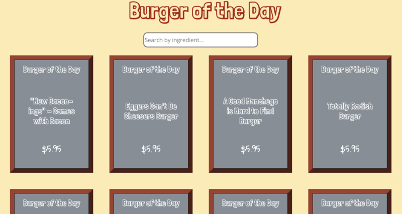 Screenshot thumbnail #2 for project Bob's Burgers Burger of the Day