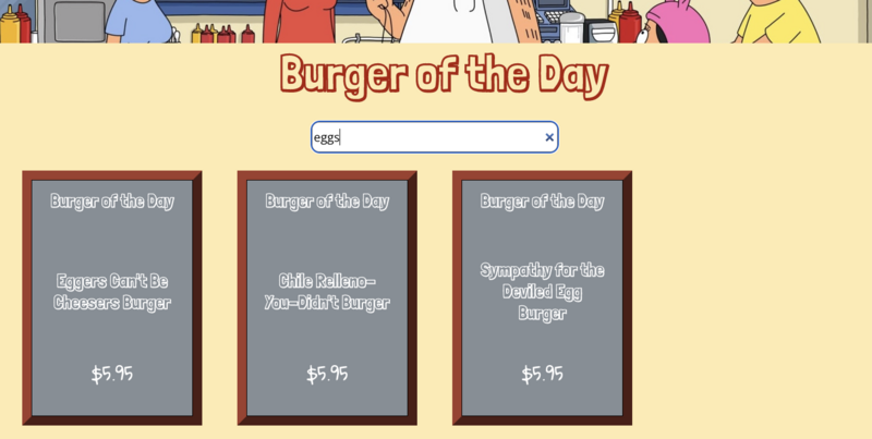 Screenshot thumbnail #3 for project Bob's Burgers Burger of the Day