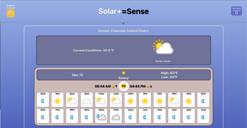 Screenshot detail for project Solar Sense