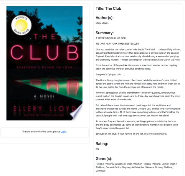 Screenshot thumbnail #3 for project Book Club - FE