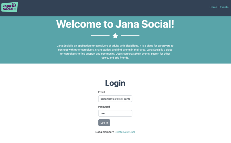 Screenshot detail for project Jana Social