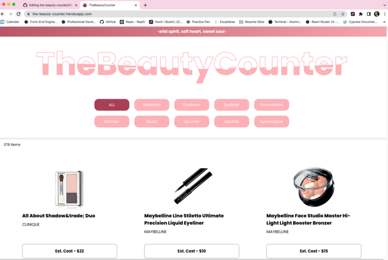 Screenshot thumbnail #1 for project The Beauty Counter