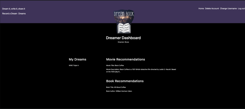 Screenshot detail for project Dream Book