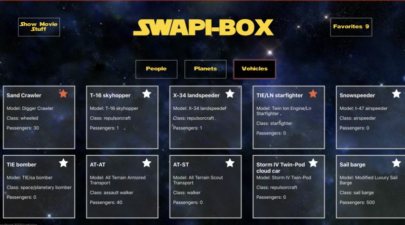 Screenshot detail for project SWAPI BOX